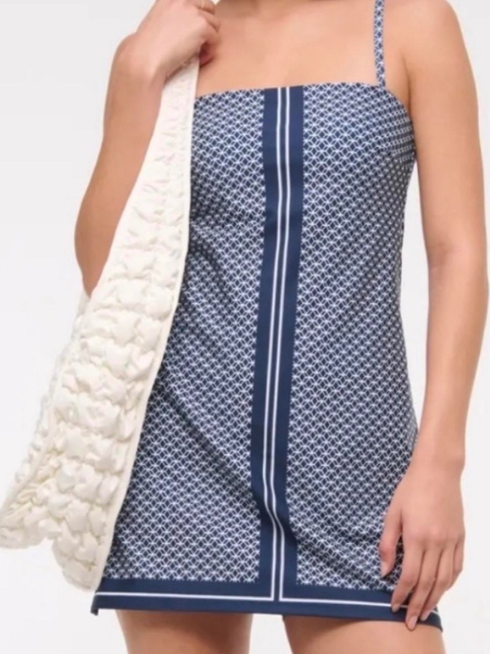 A&F YPB sculptLUX Bandeau Mini Dress - Navy/White Size S